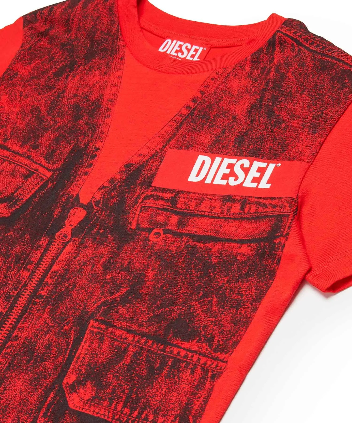 Унисекс футболка с логотипом DIESEL KIDS красная — фото 3