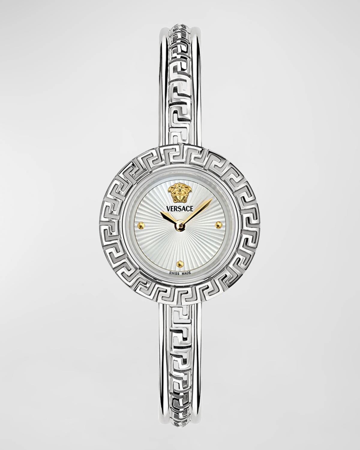 

Часы-браслет La Greca из нержавеющей стали с кожаным ремешком, 28 мм Versace, цвет Silver