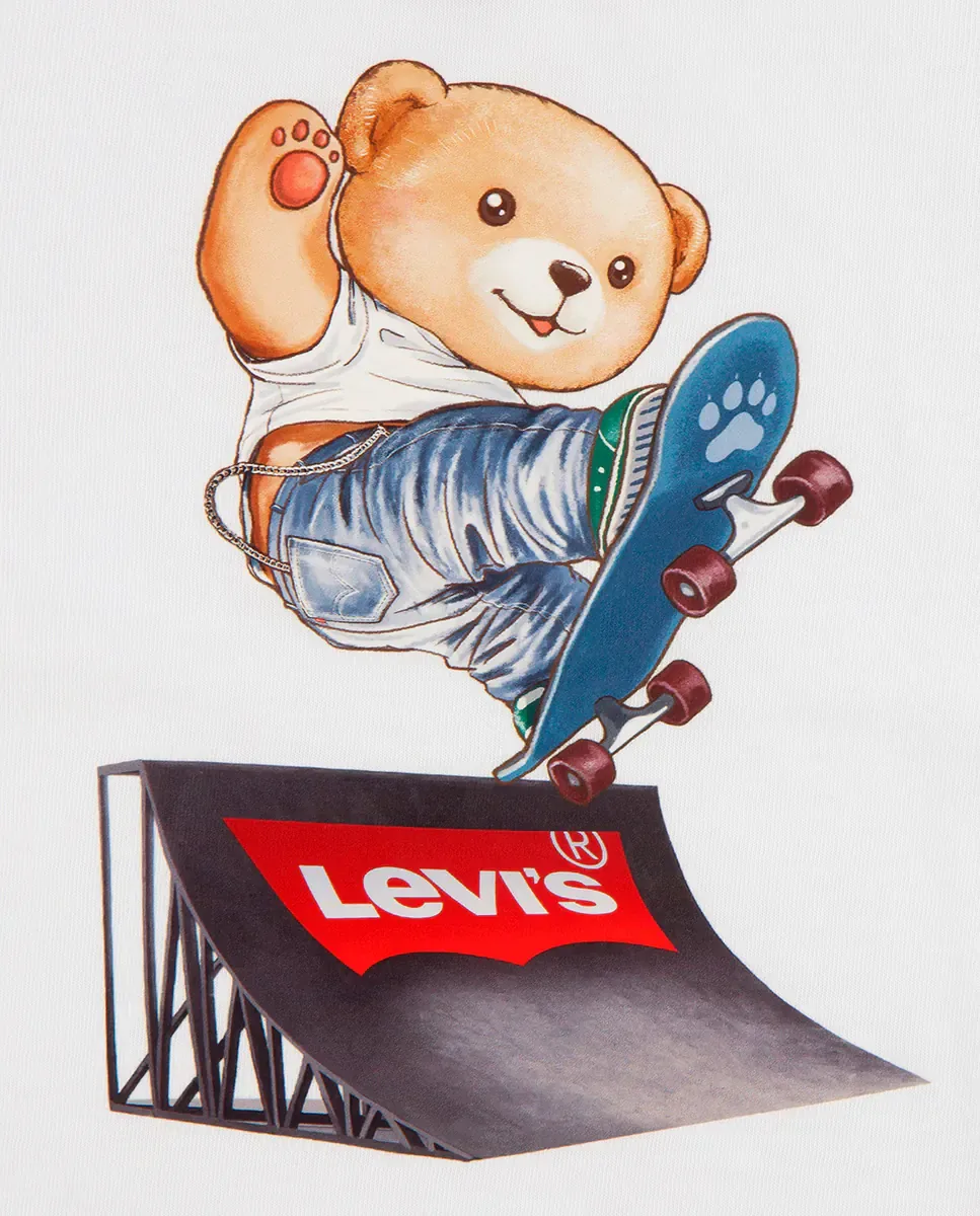 Набор из 2 предметов: скейтерская футболка и джинсовые шорты Levi's, белый — фото 3