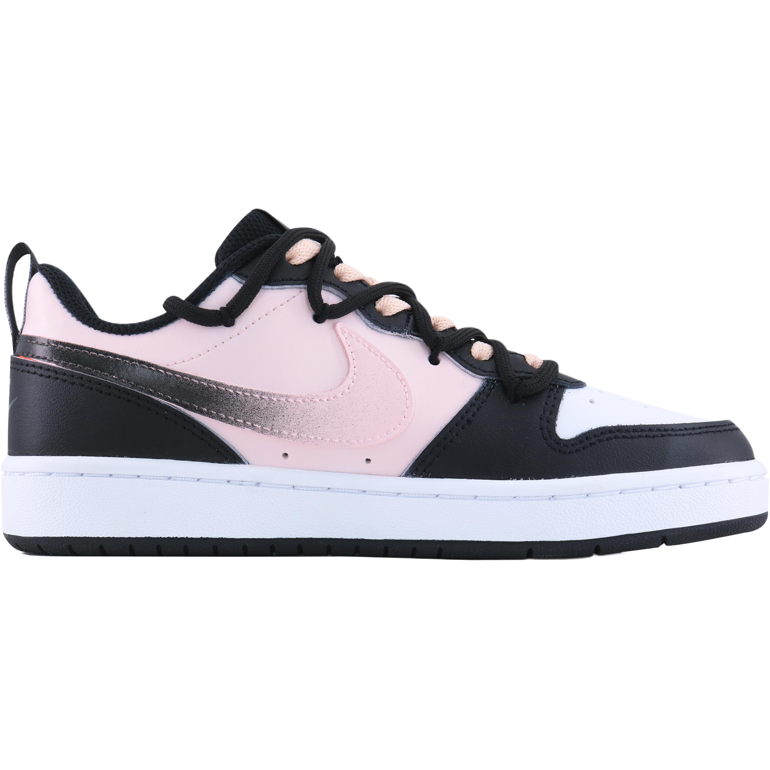Nike Court Borough Low 2 Milk Candies Black Cat Leather Low top Детские скейтборд-кроссовки Black Pink — фото 3