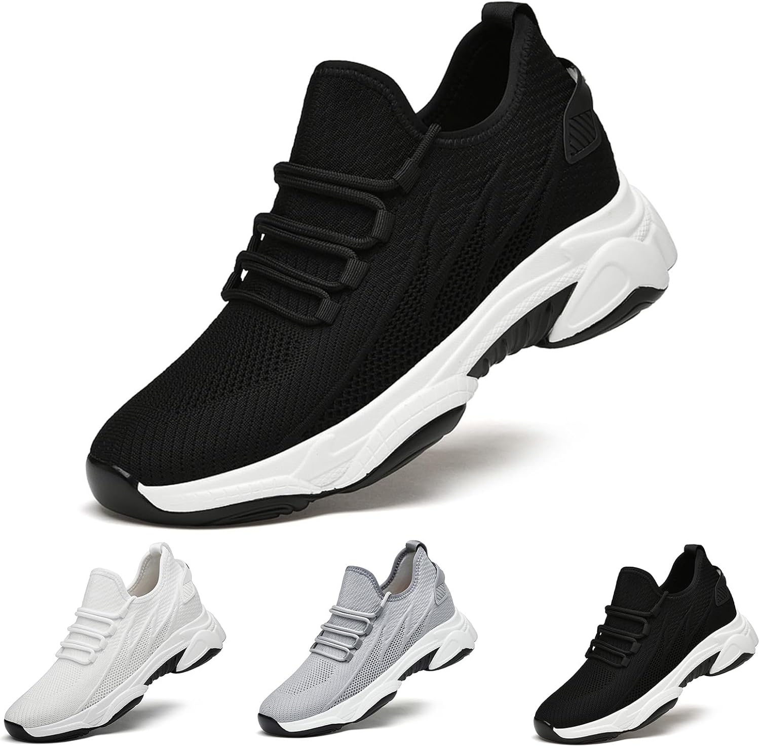 

Кроссовки с увеличением роста Tallure для мужчин и женщин, невидимые ортопедические с поддержкой свода стопы, с широкой носочной частью, противоскользящие, повседневные, легкие, дышащие, для ходьбы, с нулевым перепадом высоты, унисекс Xdfvc, чер...