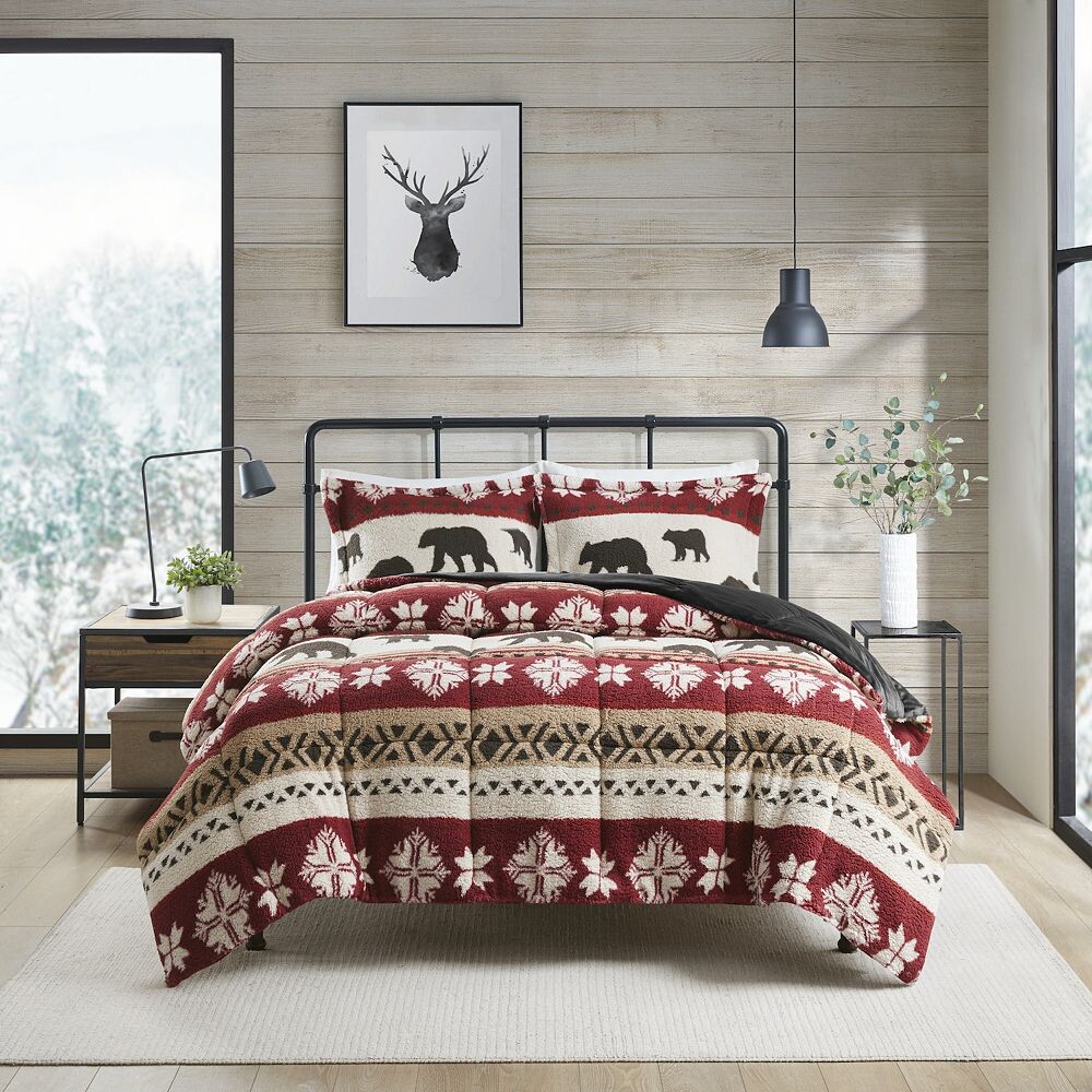 

Комплект одеял из шерпы с принтом Woolrich Tunbridge и накладками, цвет Red Black