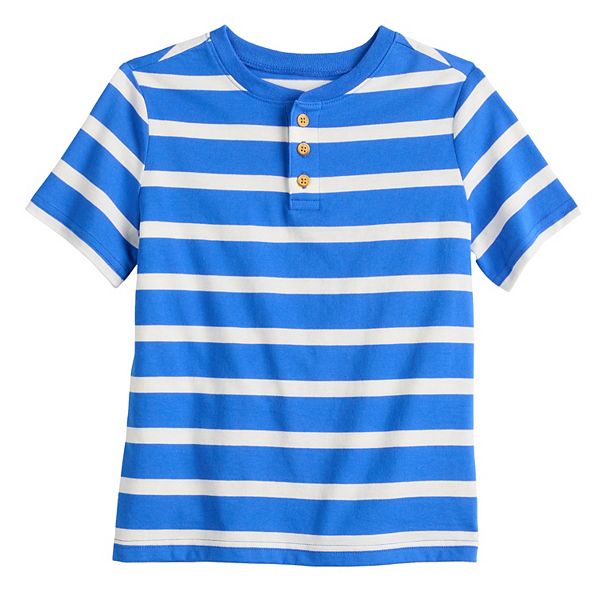 

Мальчиковая футболка с коротким рукавом в полоску henley Jumping Beans, Rugby Stripe Blue