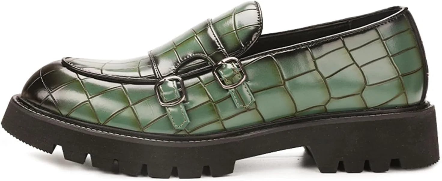 Лоферы мужские Patent Leather Slip-on Loafers, Green Abborora