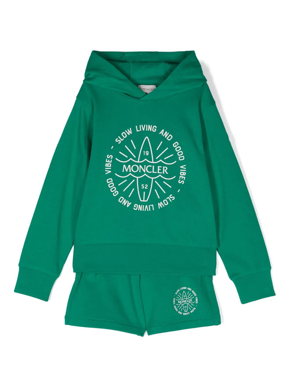 

Комплект из шортов и футболки с логотипом Moncler Enfant, зеленый