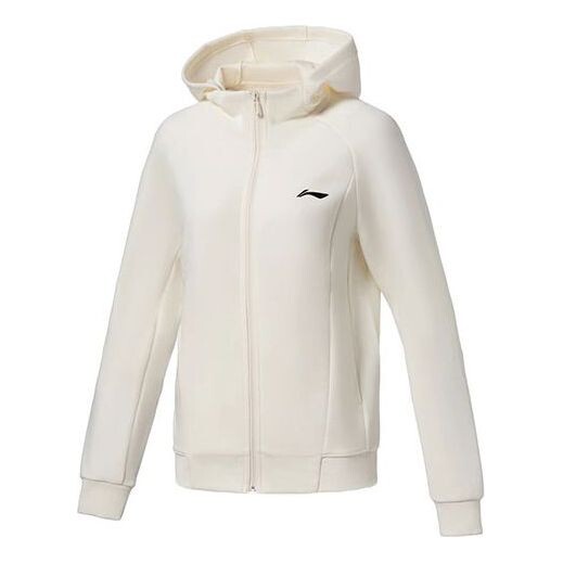 

Куртка фитнес-серии с логотипом, кардиган с капюшоном, куртка Li-Ning, белый