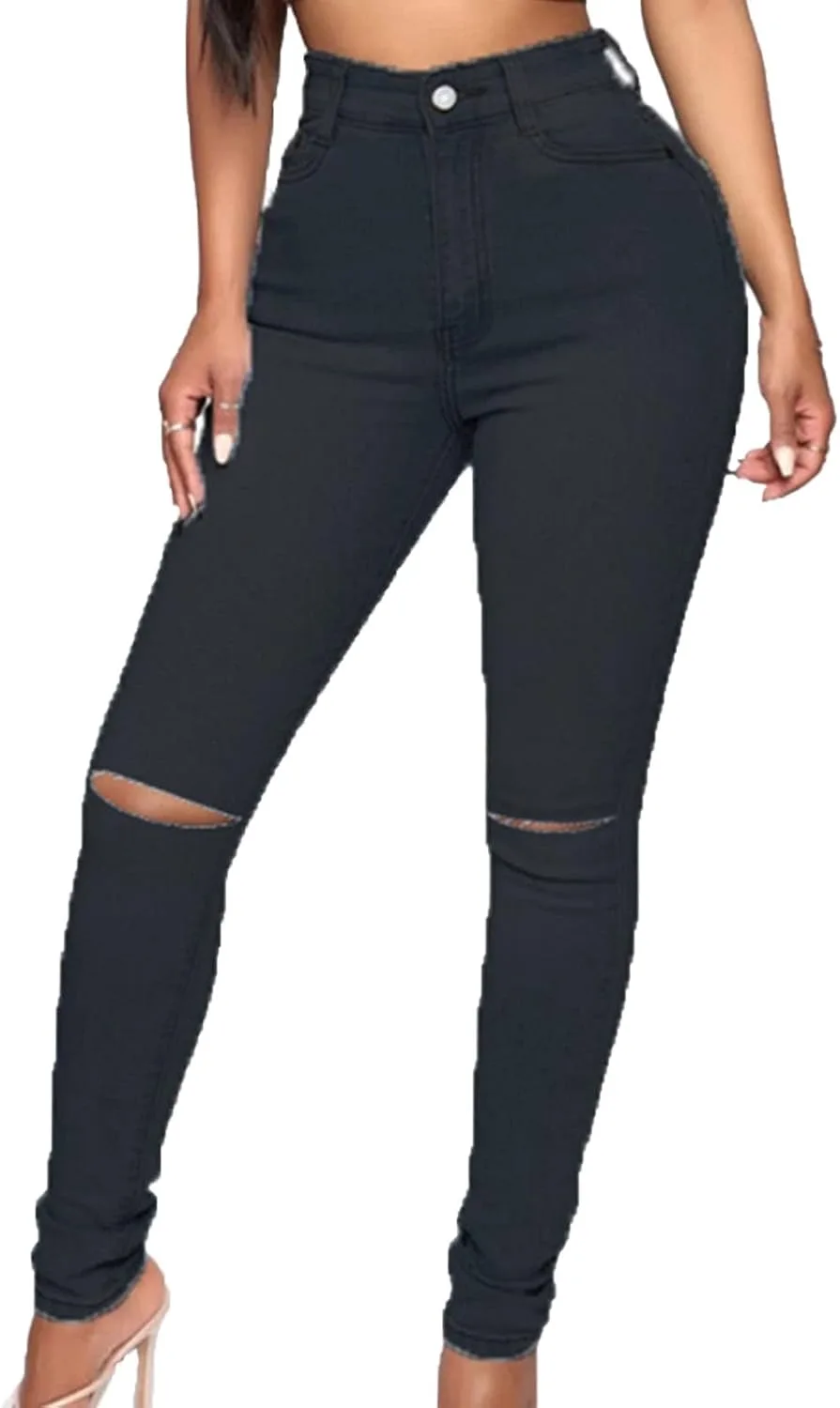 

DGHM-JLMY женские рваные скинни джинсы с дырками на коленях