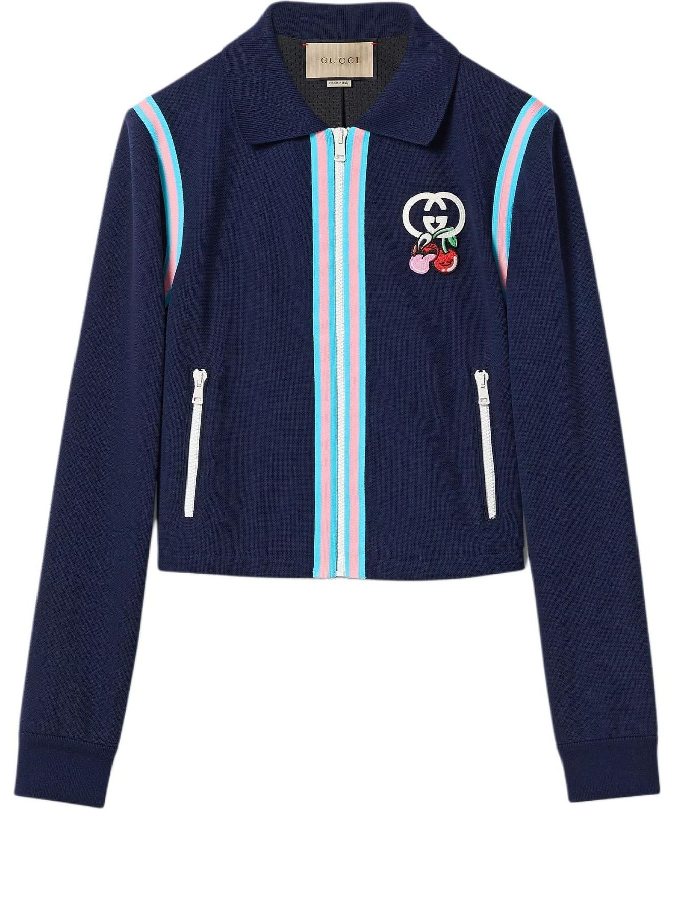

Кардиган (WMNS) Gucci Cotton Piquet Zip Cardigan With Patch 'Dark Blue' 781828-XJGIT-4298, темно-синий