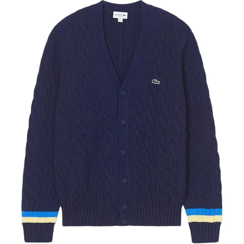 Кардиган мужской вязаный Marine Blue/7KZ с v-образным вырезом LACOSTE