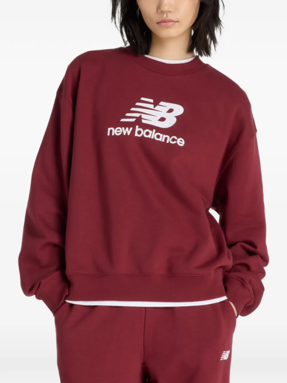 

Толстовка с круглым вырезом и логотипом New Balance, красный