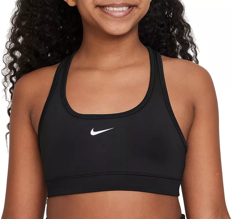 

Спортивный бюстгальтер Swoosh Nike Pro Dri-FIT для девочек, черный