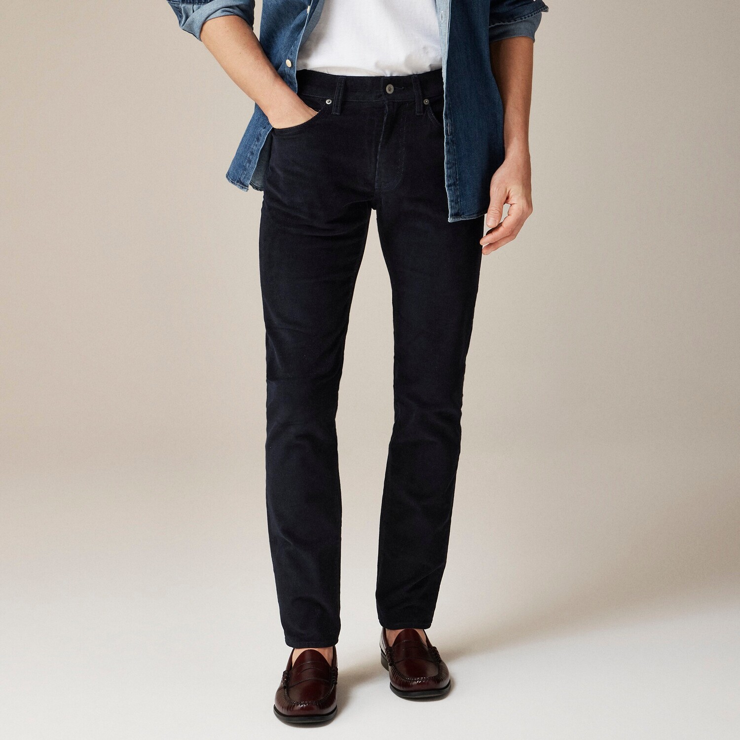 

484 облегающие брюки из вельвета J.Crew, синий