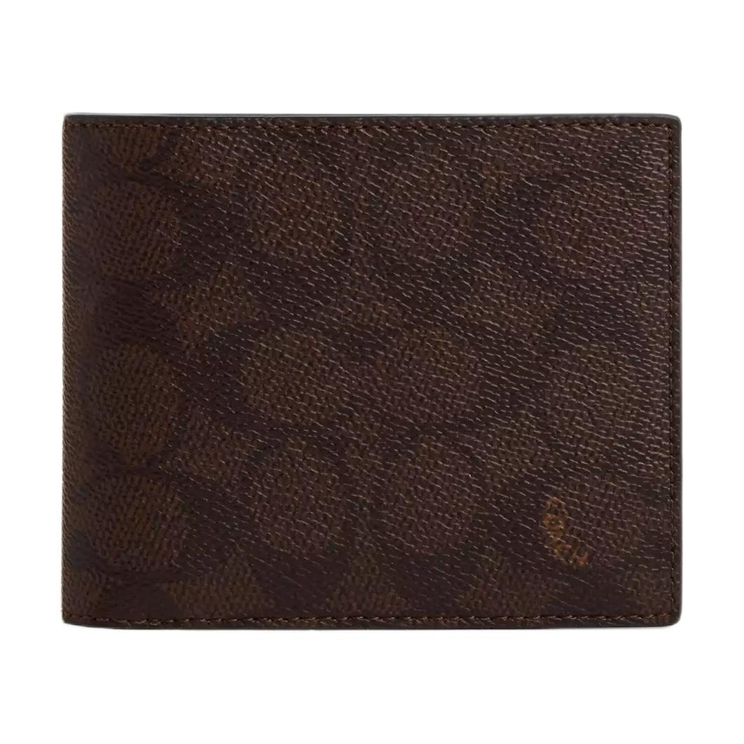 

COACH Трехсекционный кошелек из лакированного холста миниатюрный мужской махагон разноцветный, Mahogany Multicolor