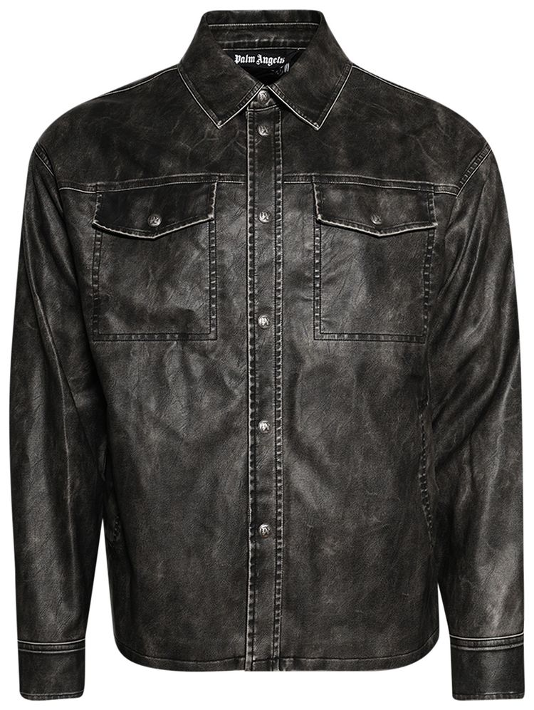 

Рубашка Palm Angels с изогнутым логотипом, темно-серый цвет