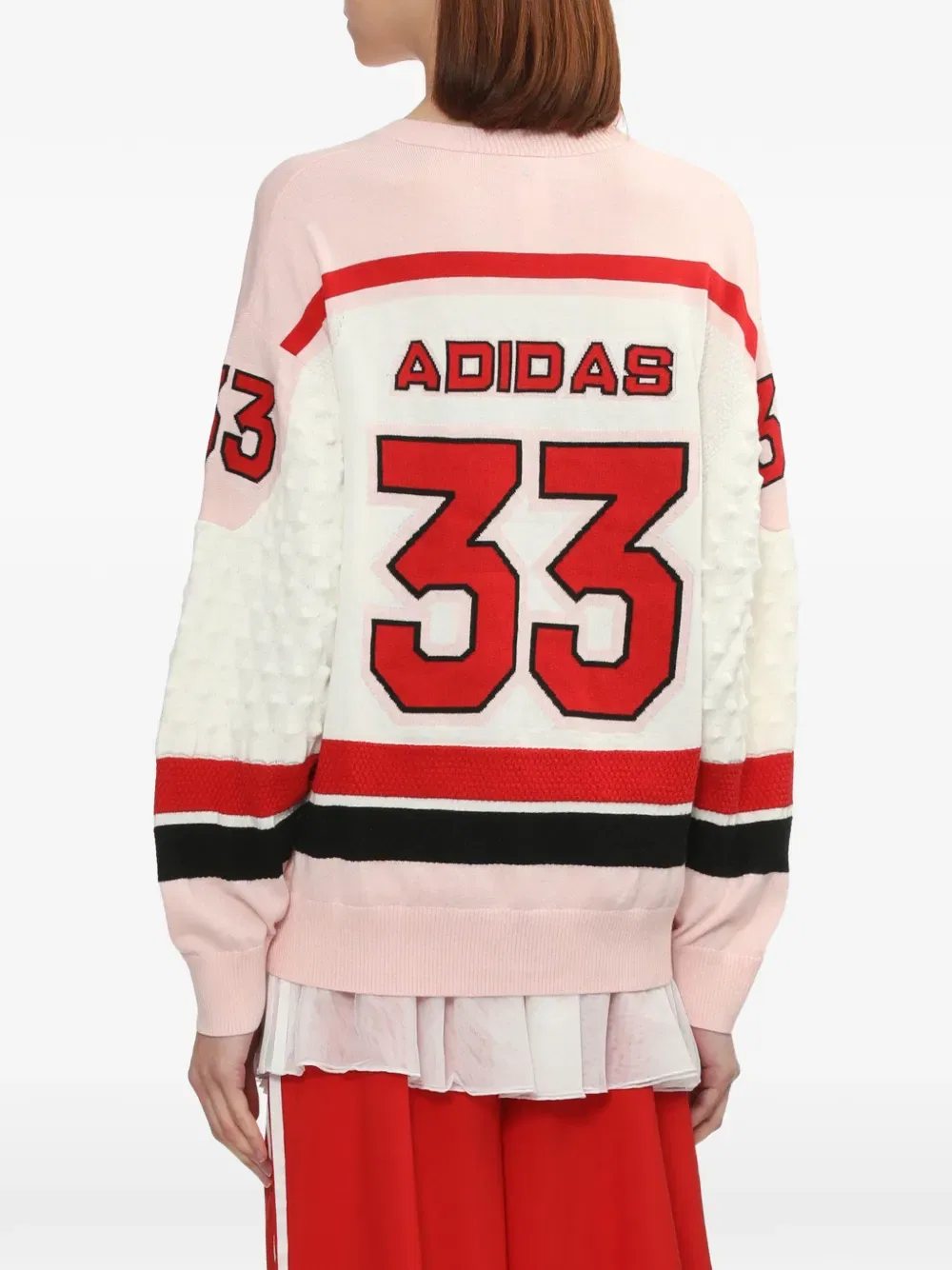 Свитер с V-образным вырезом и логотипом Adidas, белый — фото 4