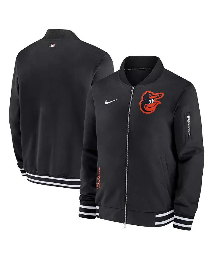

Мужская черная бомбер с полной застежкой-молнией Baltimore Orioles Authentic Collection Nike