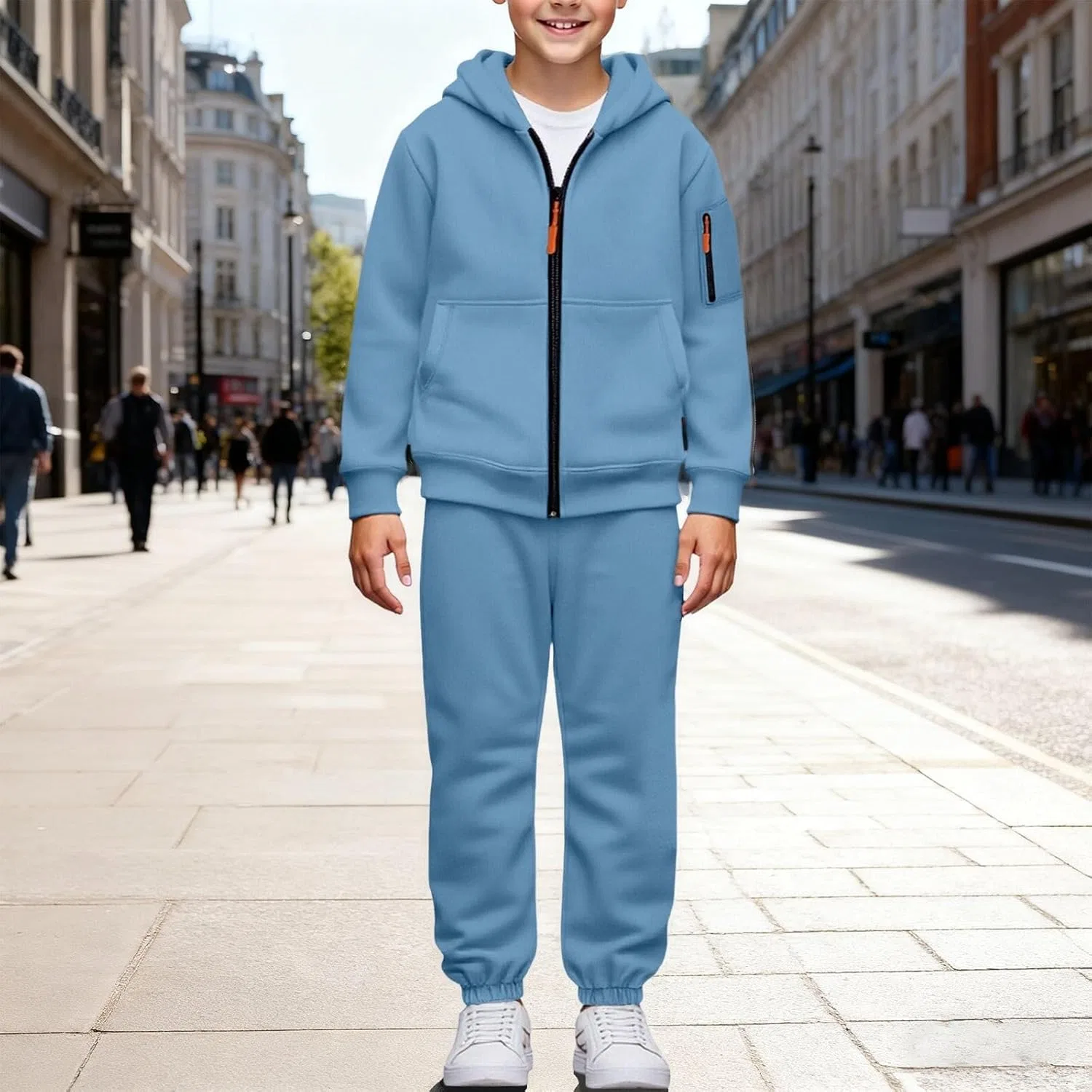 Спортивный костюм для мальчиков и девочек из флиса, Blue — фото 2