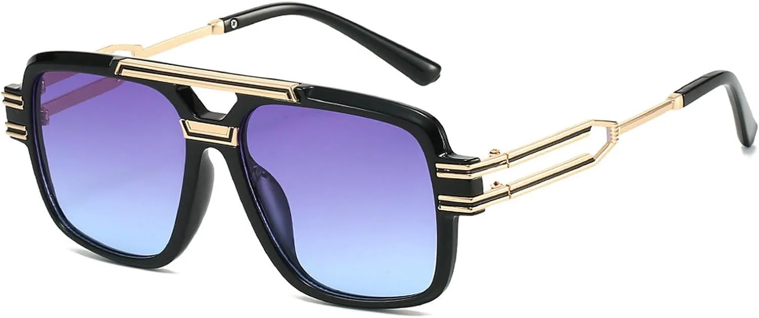 

Женские солнцезащитные очки в крупной квадратной оправе, градиентные очки, модные аксессуары для женщин, металлические декоративные элементы, 2025 год mincl, Blue