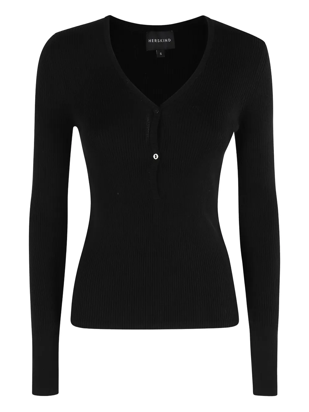 

Ребристый топ с V-образным вырезом HERSKIND, черный
