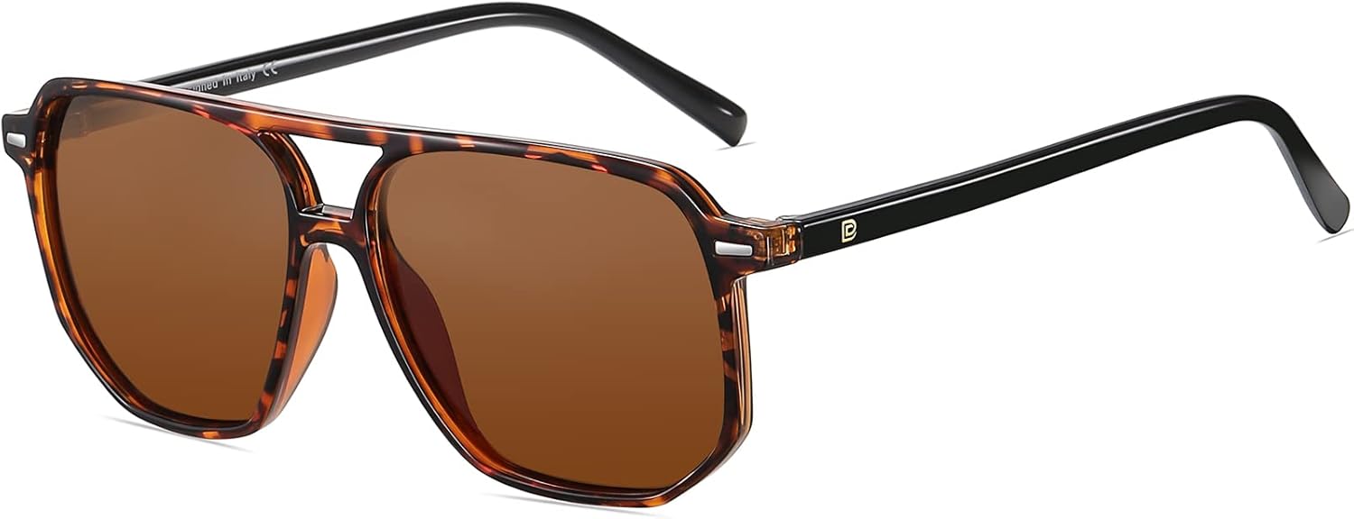 

Солнцезащитные очки-авиаторы DUCO в стиле ретро-винтаж, квадратные, поляризованные, для женщин и мужчин, с двойной перемычкой, модель DC3001, Brwon Tortoise Frame Brown Lens