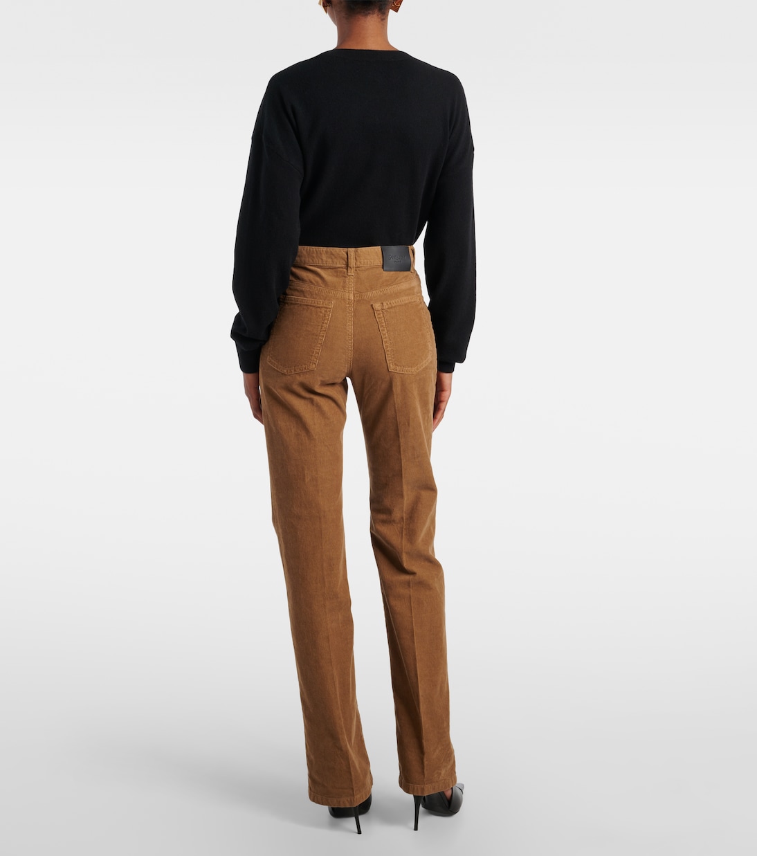 Клайд хлопковые вельветовые брюки с широкими штанинами Saint Laurent, Fall Beige — фото 3