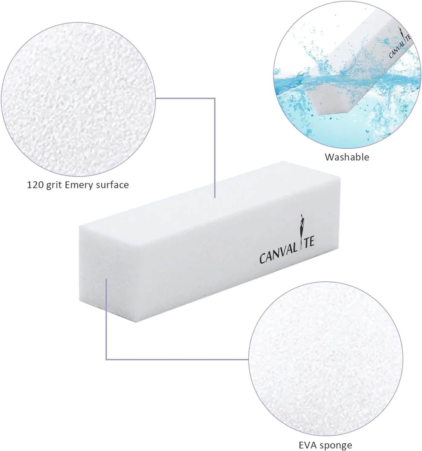 Набор белых шлифовальных блоков Canvalite для ногтей, 10 шт. Canvalite, White — фото 4