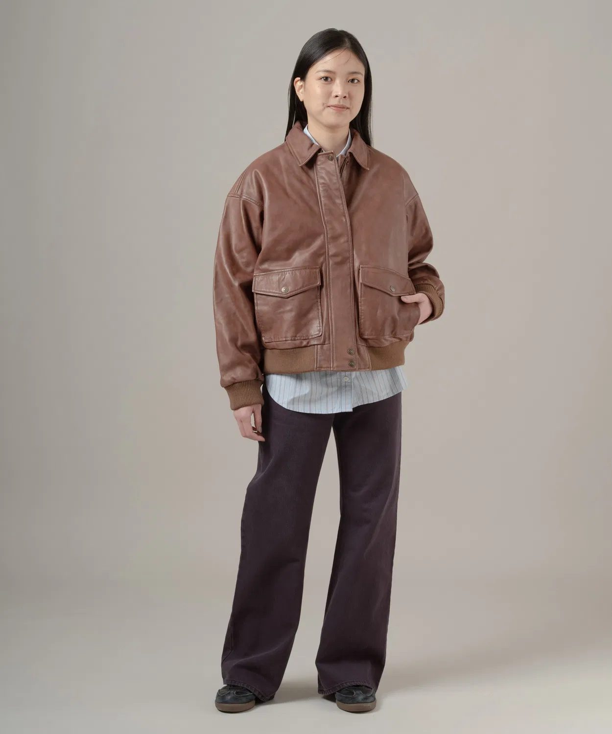 Куртка кожаная Levi's Kennedy Dad Jacket коричневая — фото 4