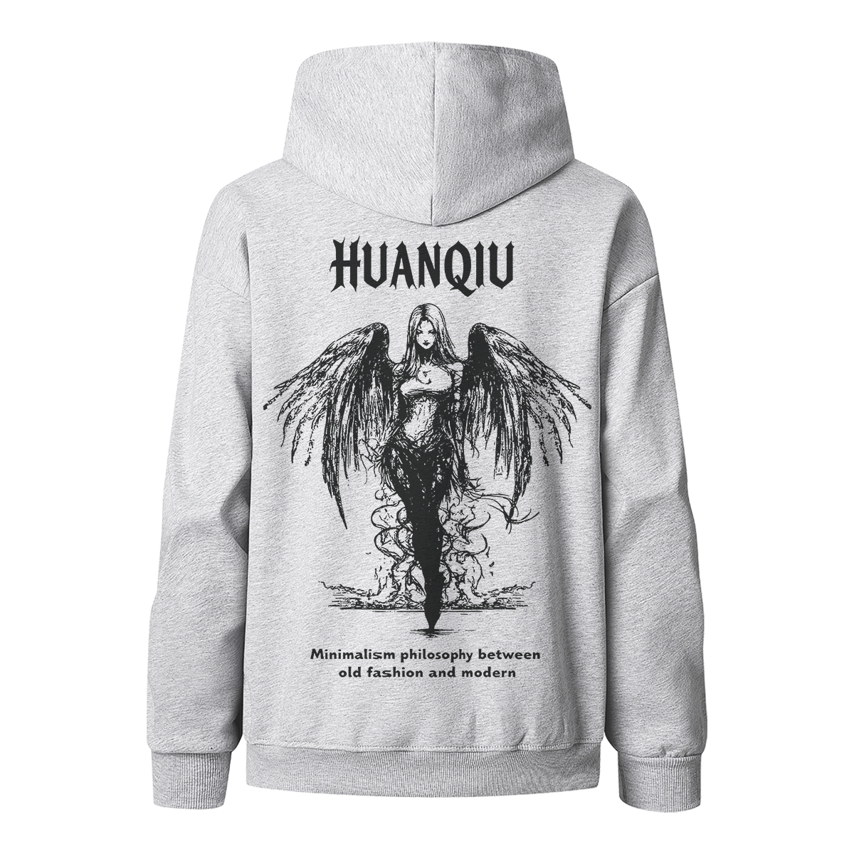 

Толстовка Unisex Hooded Moderate Heavyweight HUANQIU, белый heather серый