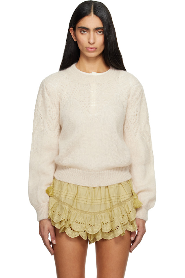 

Isabel Marant Etoile Бежевый ажурный свитер из мохера