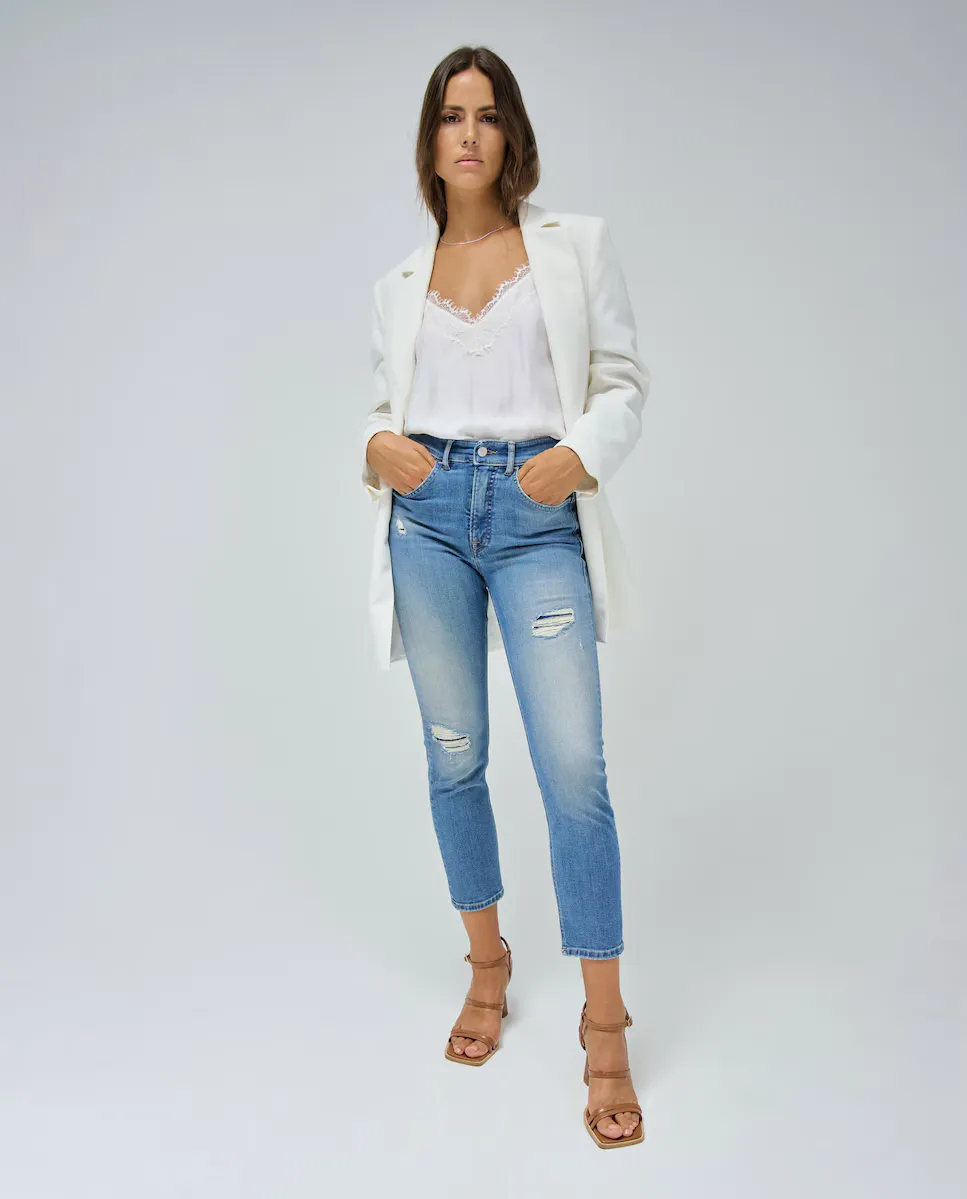 

Женские укороченные прямые джинсы с высокой талией Faith Salsa Jeans, синий