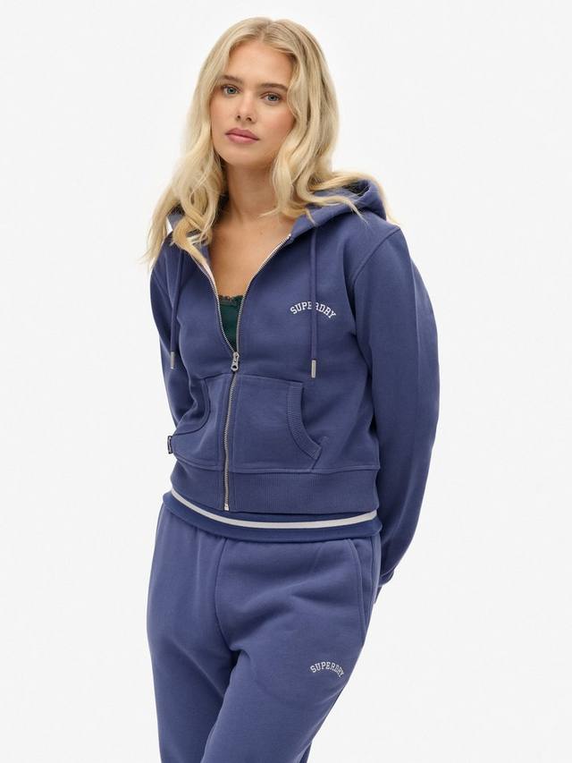 

Хлопковая эссенциальная худи с логотипом и молнией кроп Superdry