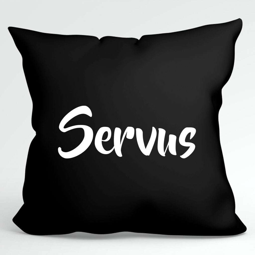 

Подушка Huuraa Декоративный чехол для подушки с надписью Servus без наполнителя, размер 40 х 40 см, черный со стильным мотивом. Идея подарка для друзей и семьи Hellweg Druckerei