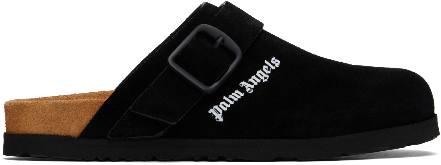 

Черные мюли из телячьей кожи с логотипом Palm Angels, Black/No color