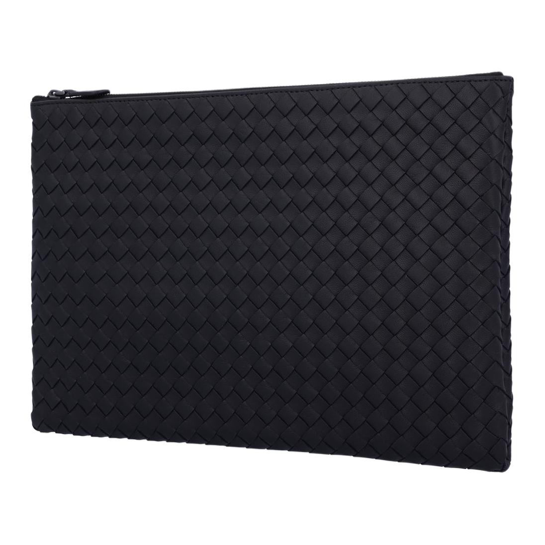 Bottega Veneta Женский клатч из овчины интреччато черный — фото 3