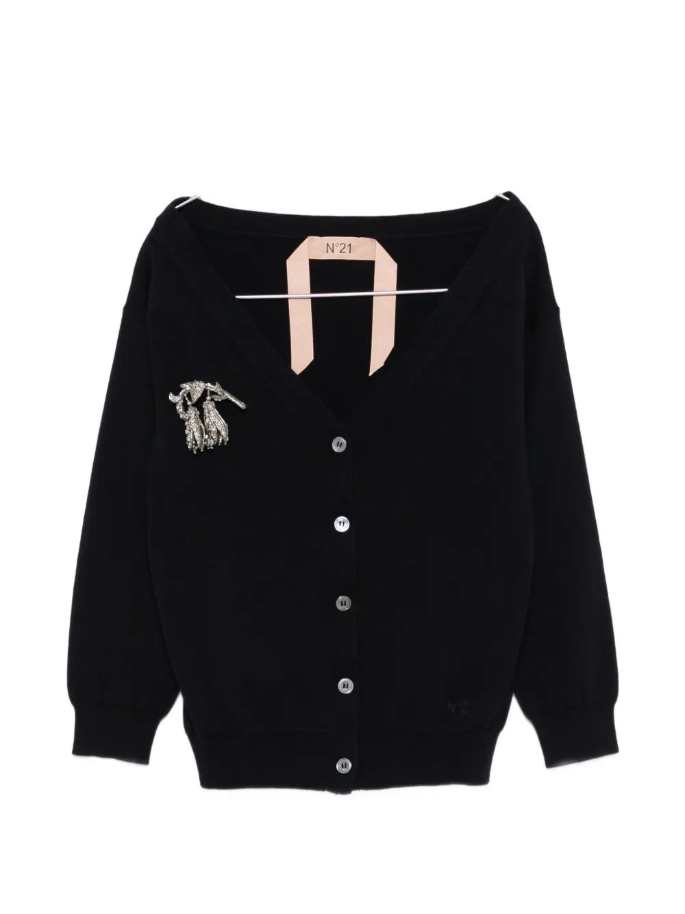 

Кардиган с круглым вырезом и брошью Nº21, синий