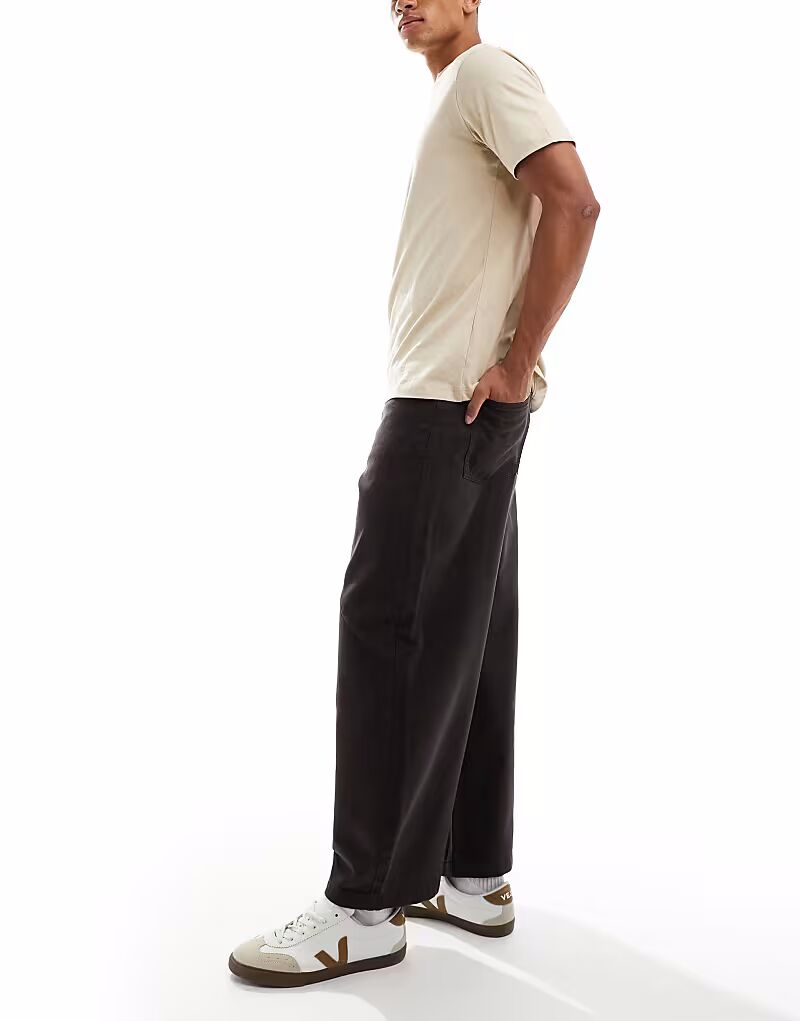 

Коричневые брюки-бочонки с декоративными швами Asos Design