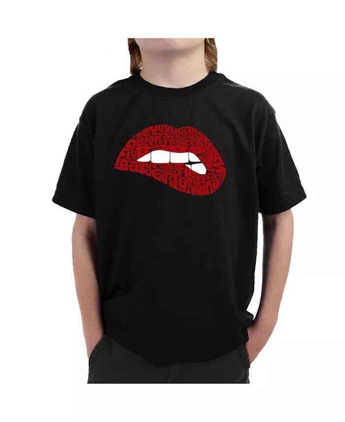 

Футболка с рисунком Word Art для мальчика — Savage Lips La Pop Art, красный