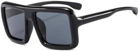 

Модные солнцезащитные очки большого размера, квадратной формы, конфетных цветов, для женщин, с защитой от УФ-излучения UV400, в стиле ретро и панк, для мужчин MTZJH, Black Gray