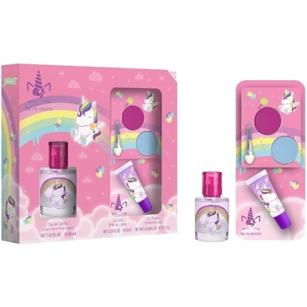 

Eau My Unicorn Подарочный набор для детей Туалетная вода Блеск для губ Палитра теней Кисть Веганский FSC Одобрено Air Val