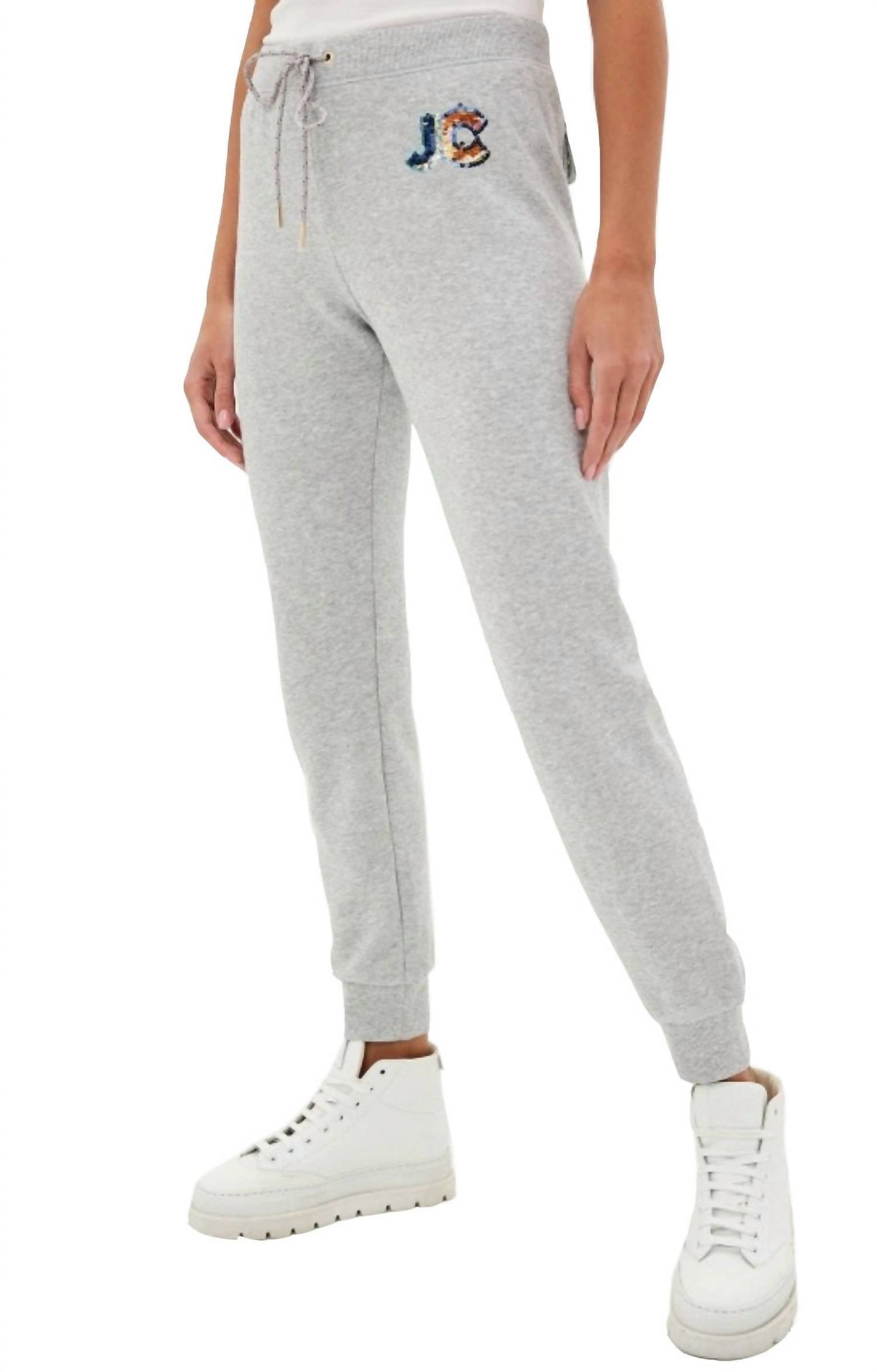

Джоггеры из французского трикотажа с отделкой пайетками в цвете Heather Grey Juicy Couture