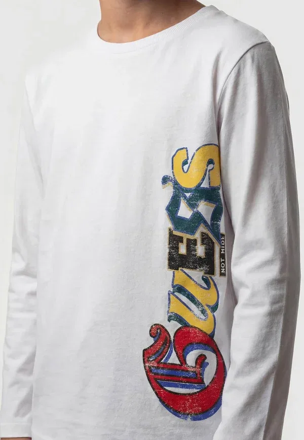 Футболка детская с длинным рукавом Guess Kids teens ls t-shirt_logo long sleeved top, белый — фото 3