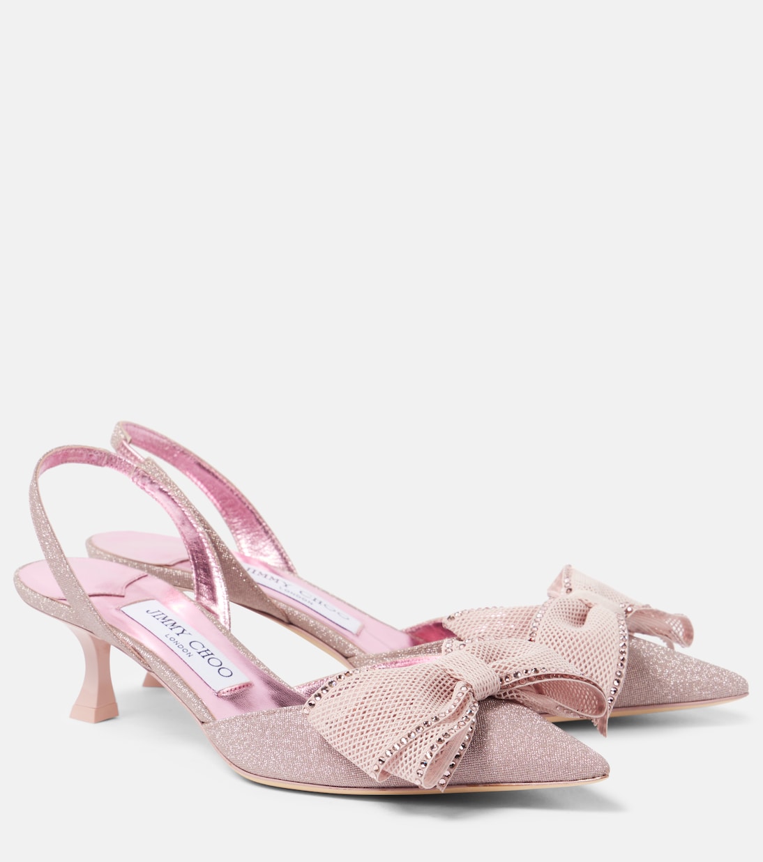 Туфли-лодочки Brook 50 с блестками и пяткой Jimmy Choo, Rose Mix