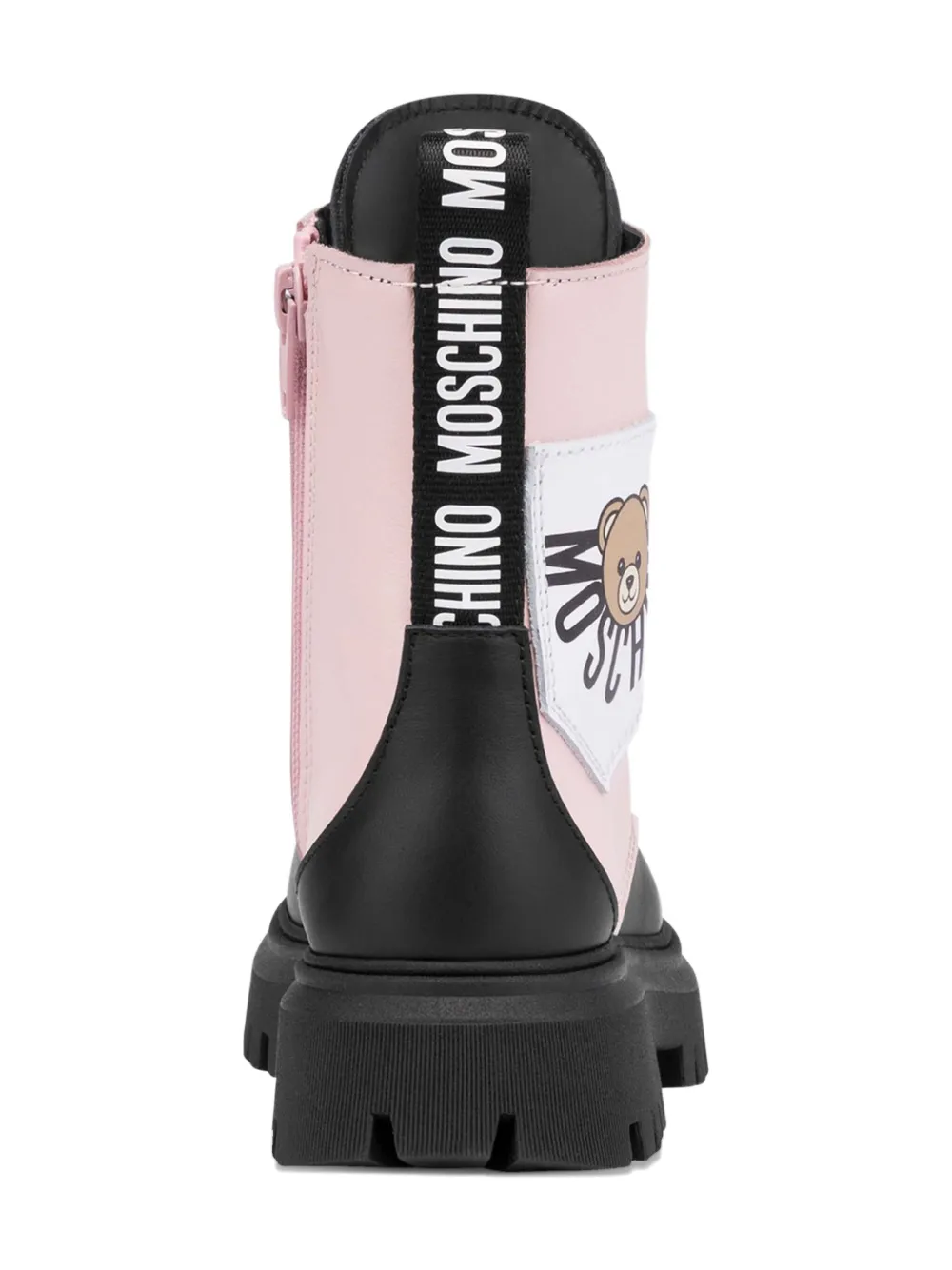 Ботинки на шнуровке с плюшевой нашивкой Moschino Kids, синий — фото 3