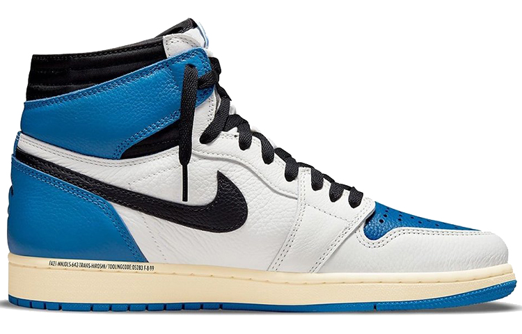 Jordan Air 1 Retro High X Fragment Design X Travis Scott 'Sail Black Military Blue' Синий Белый Черный — фото 2