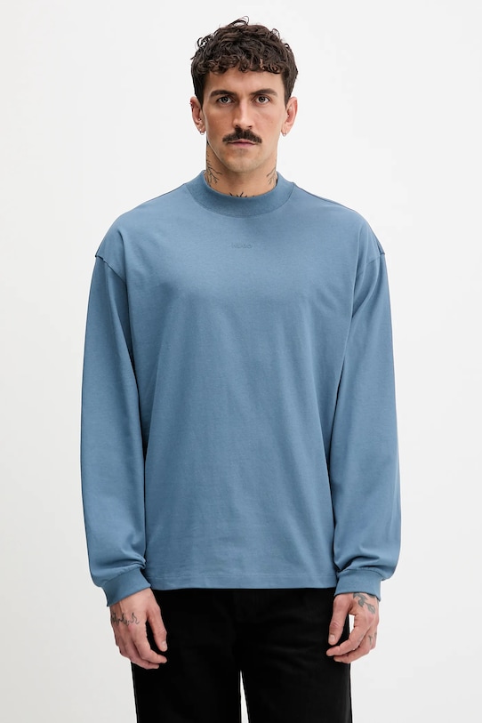 

Хлопковая футболка с длинным рукавом daposo HUGO, синий