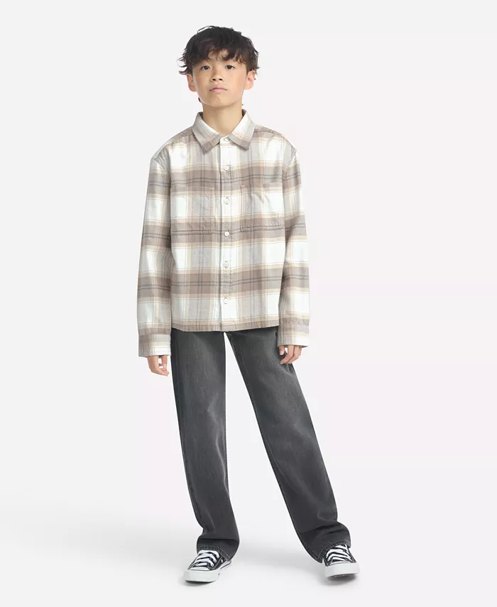 

Традиционная фланелевая рубашка для мальчиков abercrombie kids, синий