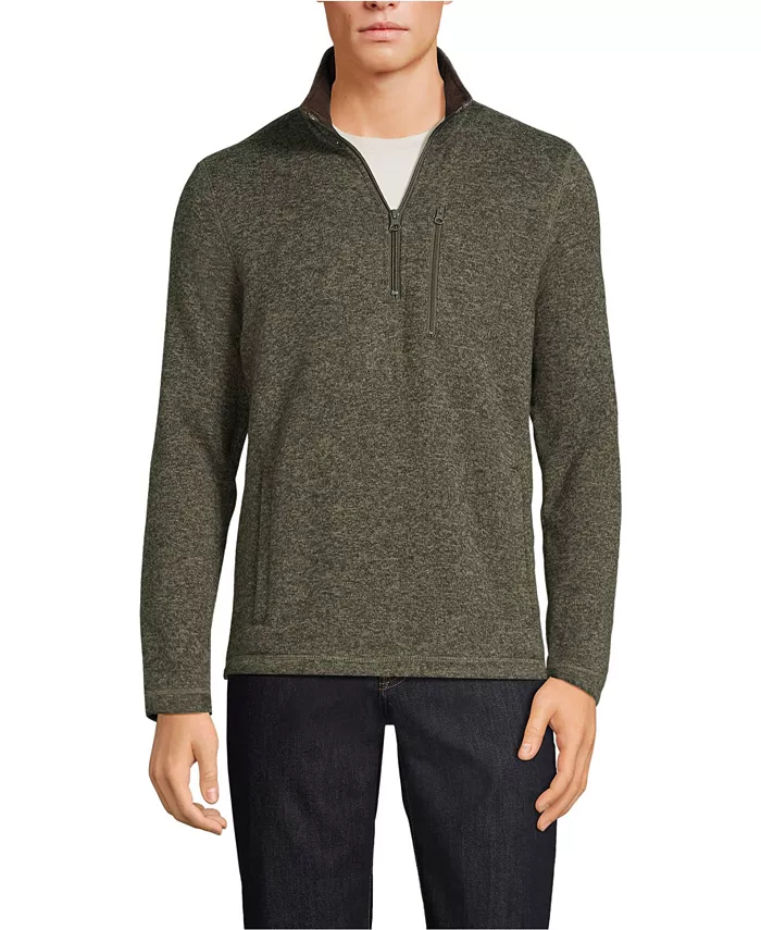 

Мужская флисовая толстовка с молнией на четверть Lands' End, зеленый