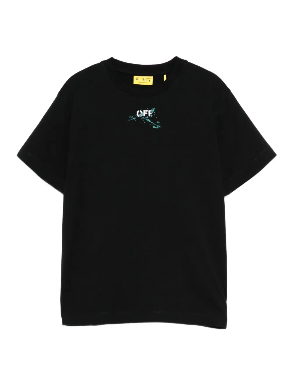

Футболка с короткими рукавами и эффектом брызг краски OFF-WHITE KIDS, черный
