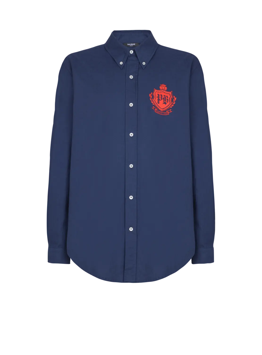 

Рубашка College Emblem из оксфордского хлопка Balmain, темно-синий