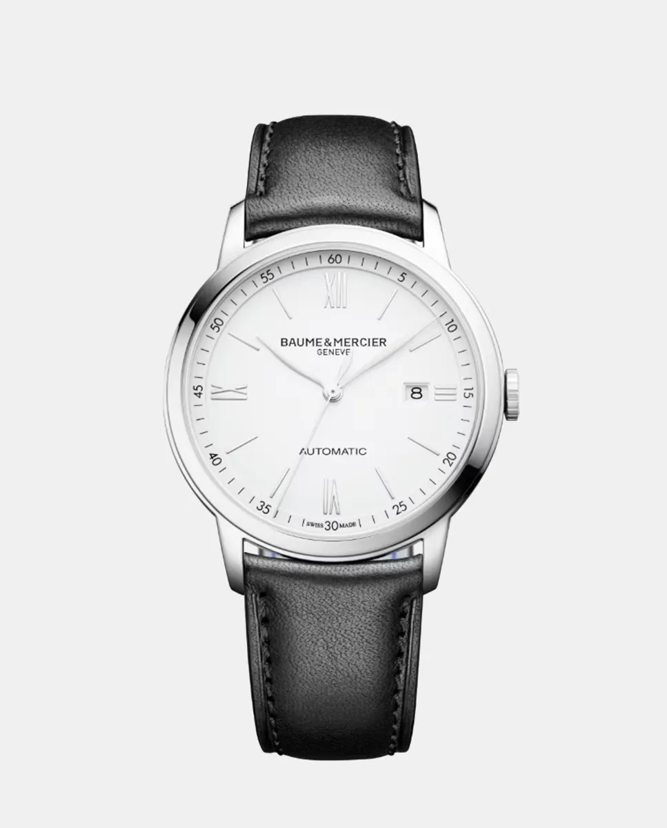 

Classima M0A10332 автоматические мужские часы из черной кожи Baume & Mercier, черный